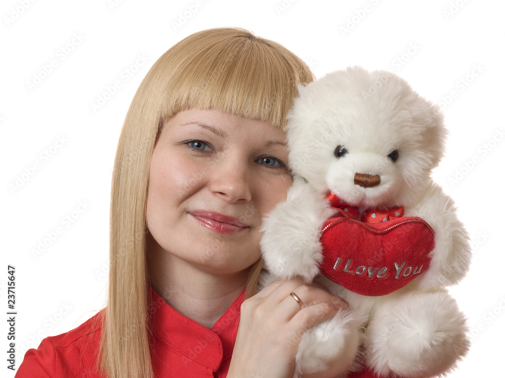 Blonde with a plush toy Blonde with a plush toy
