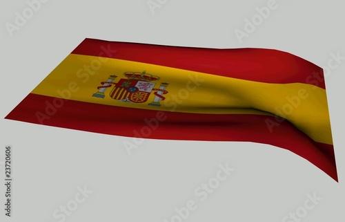 bandera de España ondulando sobre fondo blanco