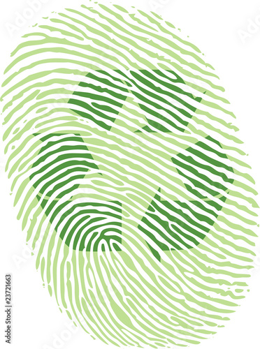 green recycle fingerprint in vector drawing