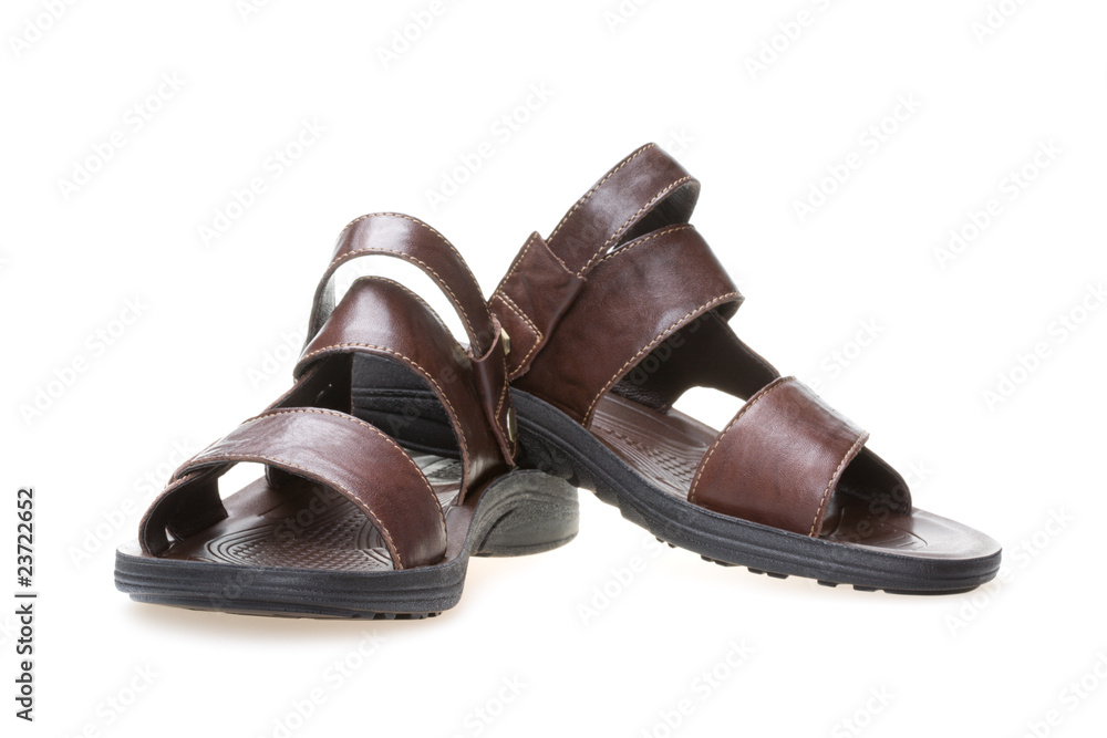 New men's fashion sandals isolated on white New men's fashion sandals isolated on white