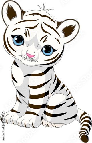 Cute white tiger cub