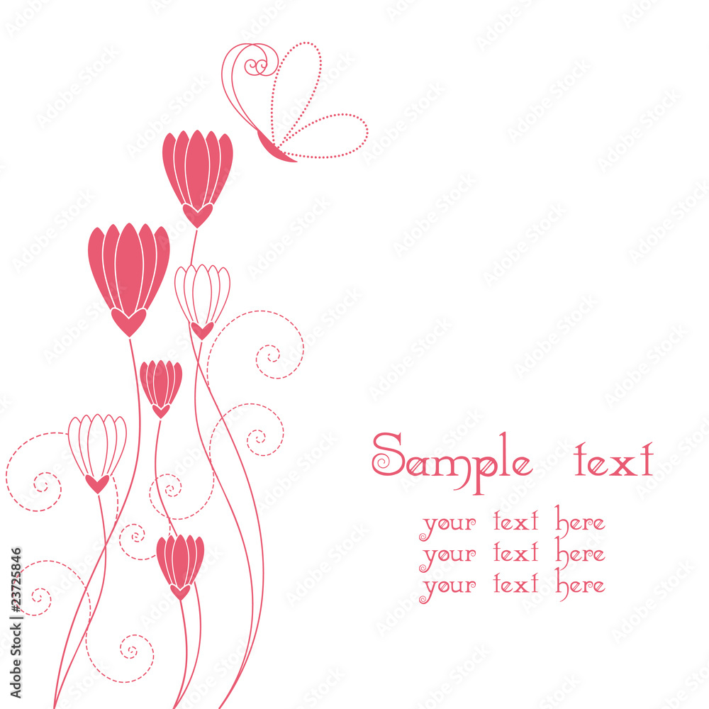 Abstract floral with butterfly greeting card Abstract floral with butterfly greeting card