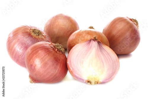 Fresh onions on white