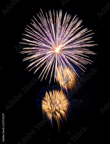 High quality firework over night city made with long exposure ti