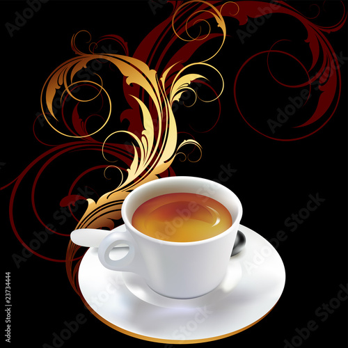cup of coffee with ornamental elements