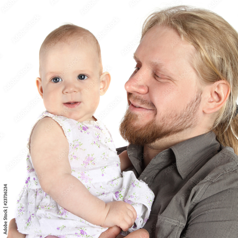 young father and the kid isolated on white young father and the kid isolated on white