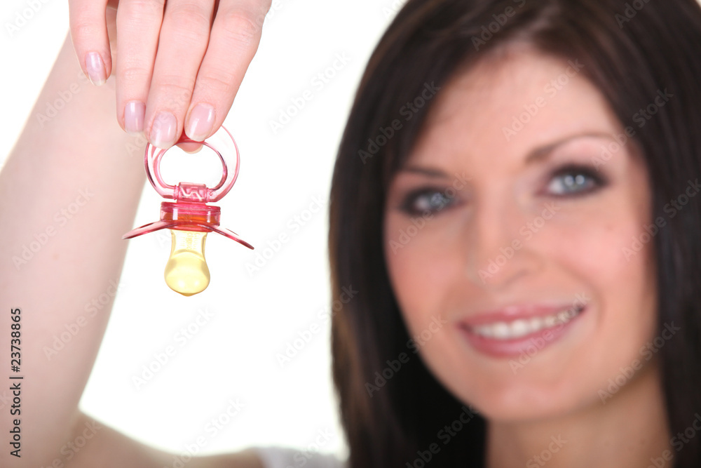 Femme Avec Une Tetine Pour Bebe Stock Photo Adobe Stock