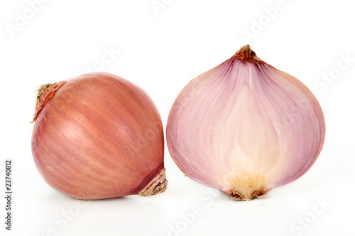 Red onions on white