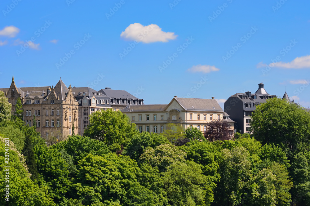 Panorama of summer Luxembourg city.