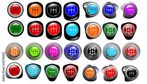 Top of the button the manual car lever of a gear vector