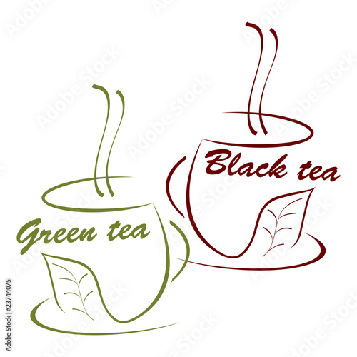 Cup of black and green tea