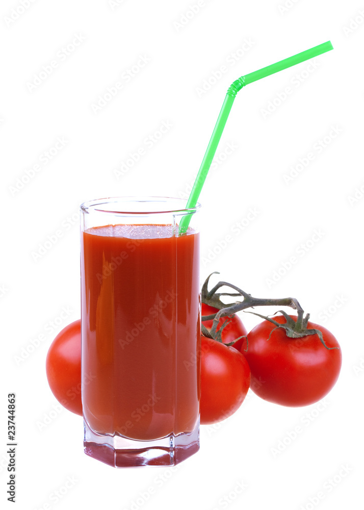 Glass of fresh tomato juice with tomatoes Glass of fresh tomato juice with tomatoes
