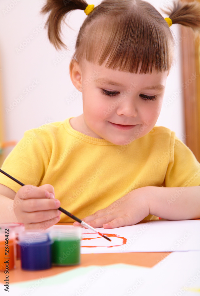 Child play with paints in preschool Child play with paints in preschool
