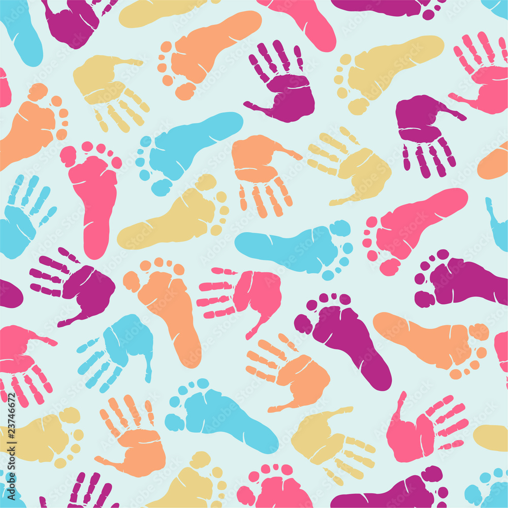 Hand and footprint seamless pattern