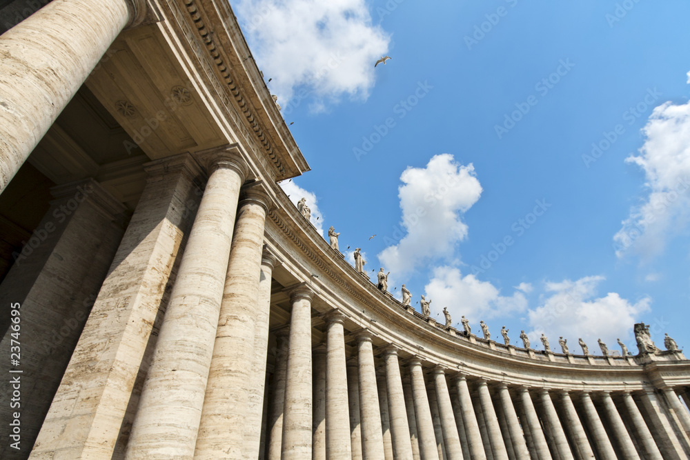 Famous colonnade of St. Peter's Basilica in Vatican