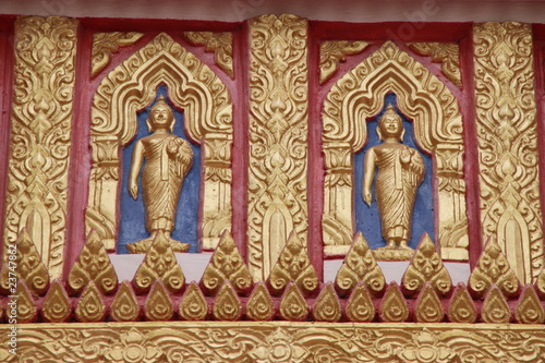 buddha image, art on gable, Wat Aphisit, Mahasarakam