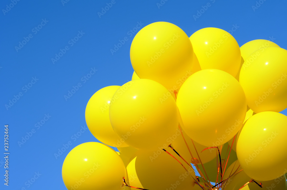 yellow balloons - obrazy, fototapety, plakaty 