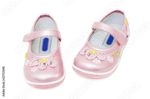 pink shoes for baby girls isolated on white