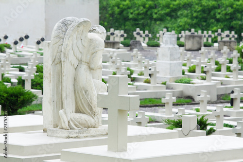 grieving angel on the military cemetery