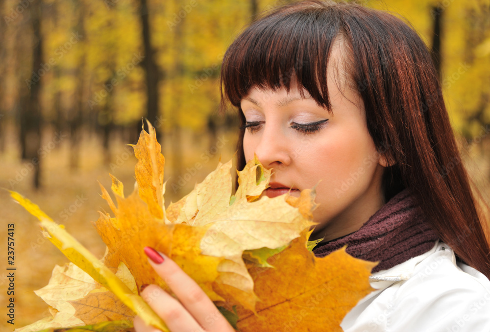 The girl in an autumn forest The girl in an autumn forest