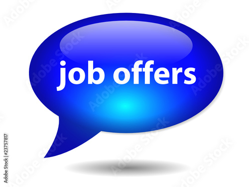 JOB OFFERS speech bubble icon (web button jobs careers seeking)