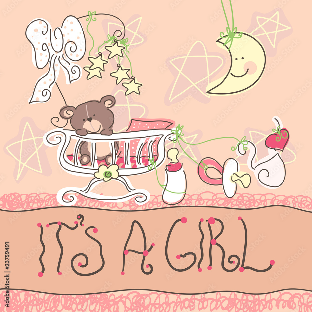 Fototapeta premium baby girl announcement card