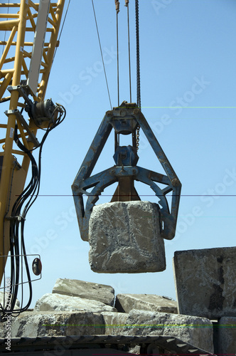 crane with rocks photo