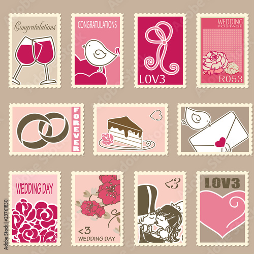 wedding postage stamps set