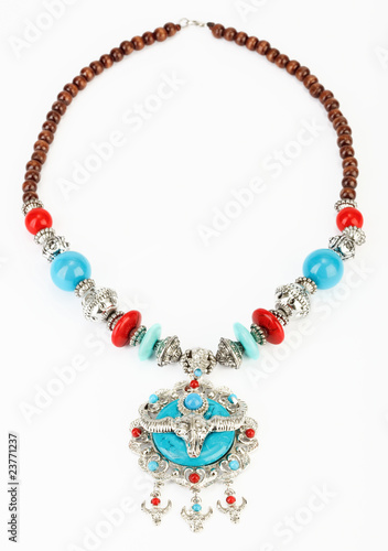 Ethnic Tibetan necklace with yak symbol