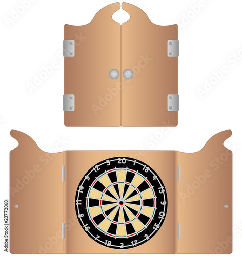 Open and Closed Dartboard Cabinet