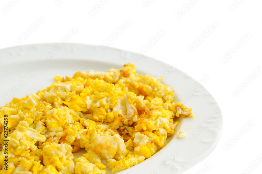 Scrambled Eggs On White