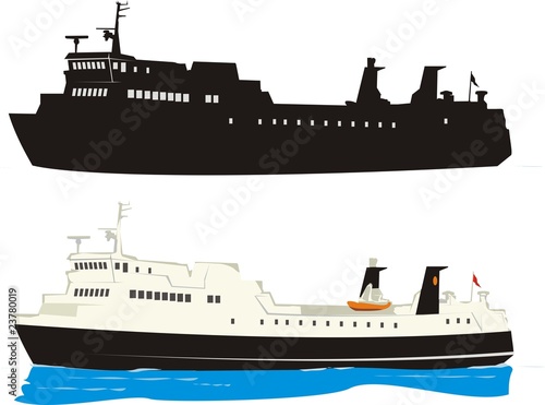 ferry boat - silhouette