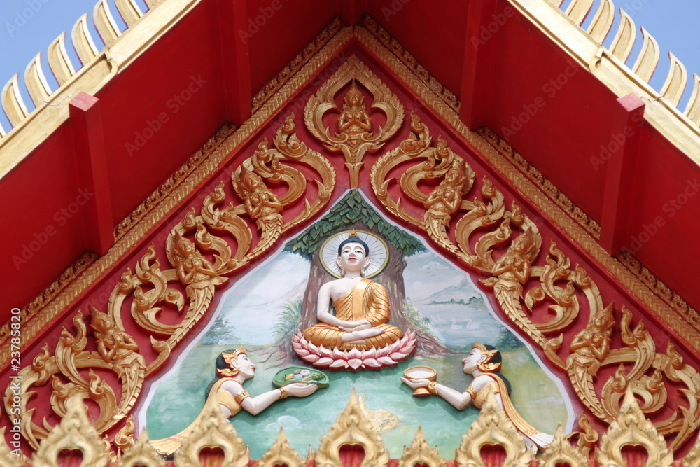 art on gable of Wat Nong Waeng, Borabue, Mahasarakam