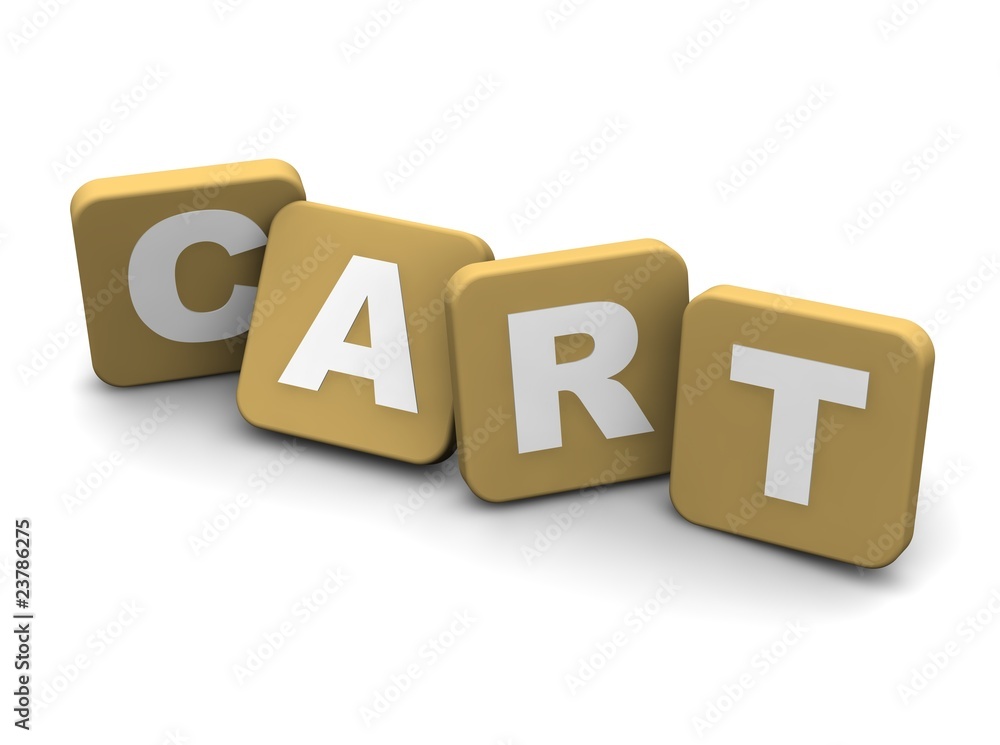 Cart text. 3d rendered illustration isolated on white. Cart text. 3d rendered illustration isolated on white.