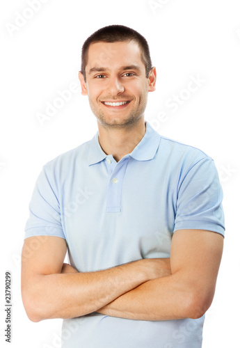 Portrait of happy smiling man, isolated on white