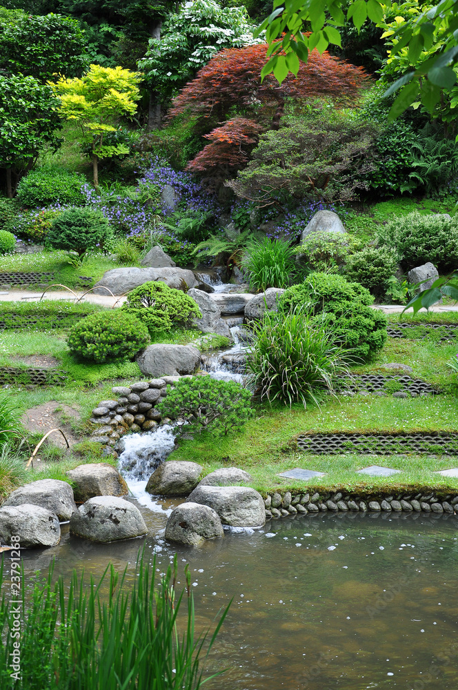 Ruisseau artificiel dans un jardin japonais Stock Photo | Adobe Stock