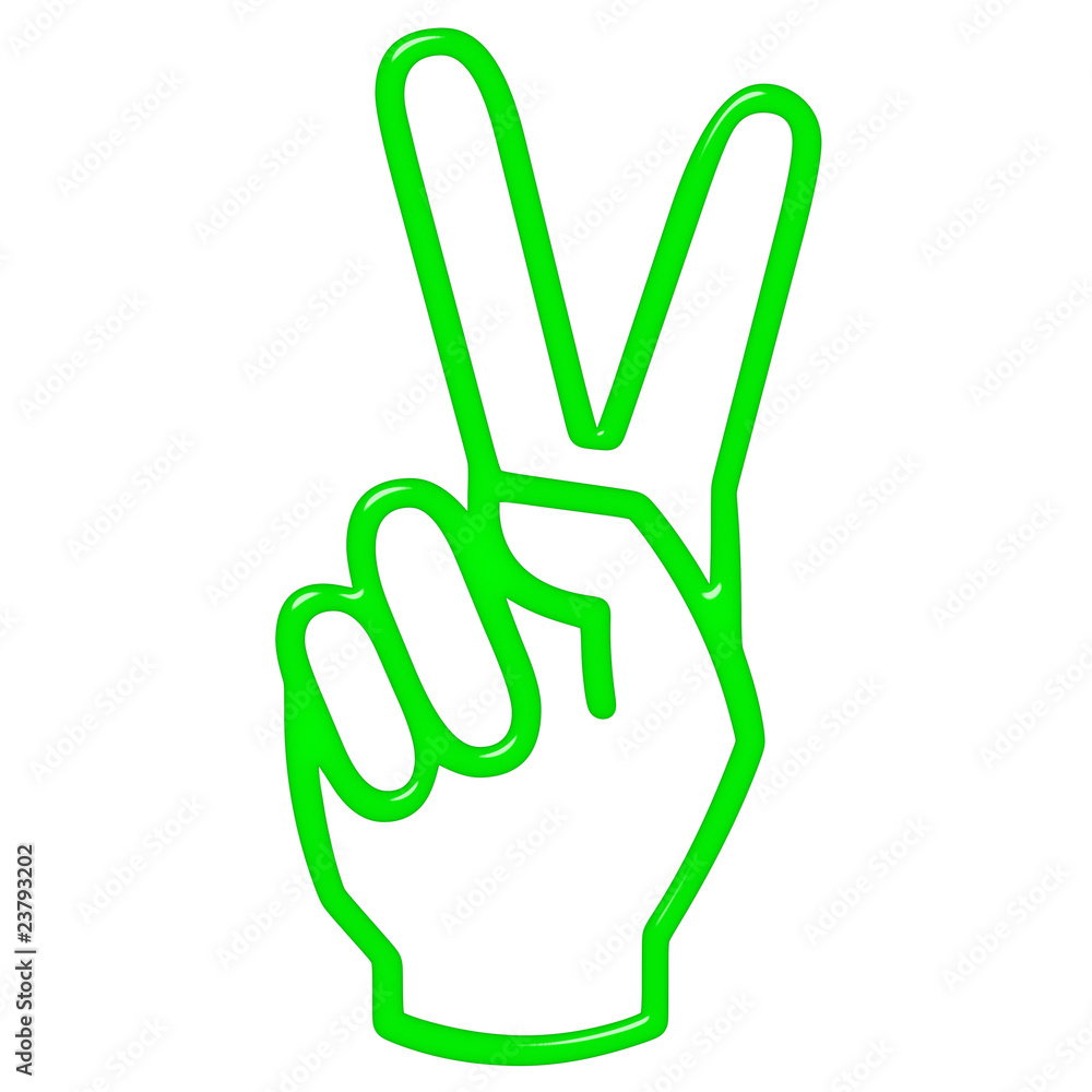 3D Victory Hand Sign