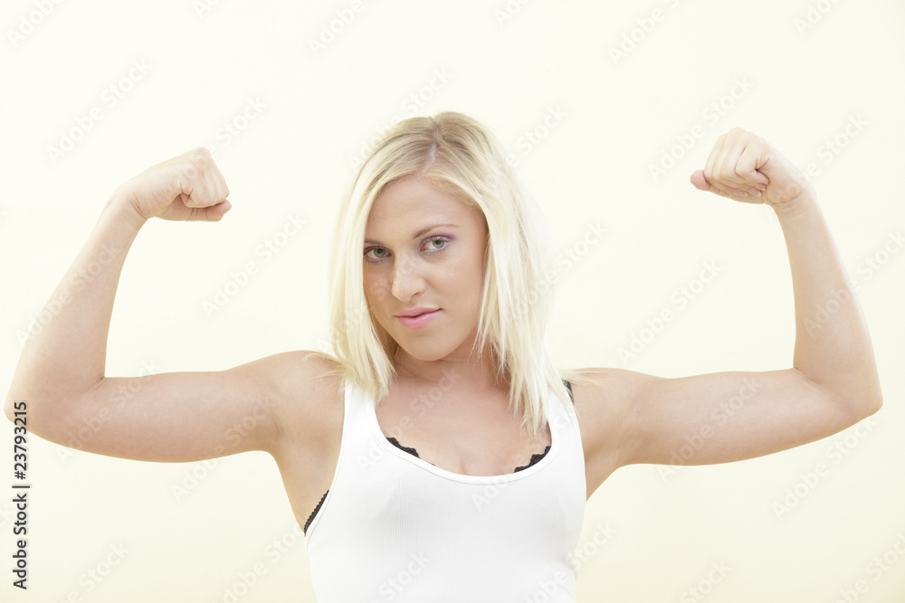 Female flexing her muscles Female flexing her muscles