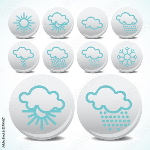 Weather icons set vector button