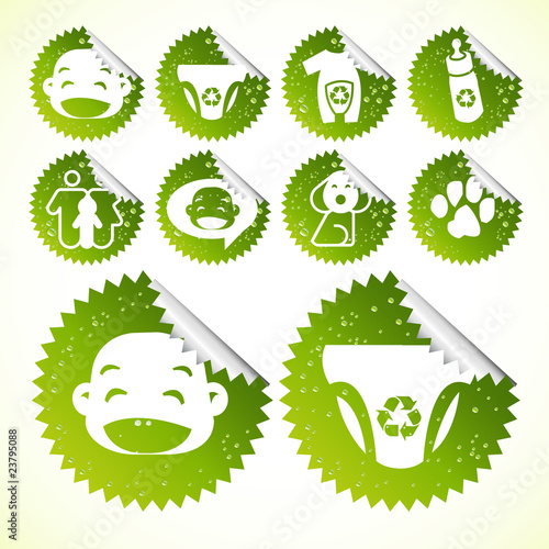 Green eco Baby friendly Icon set vector