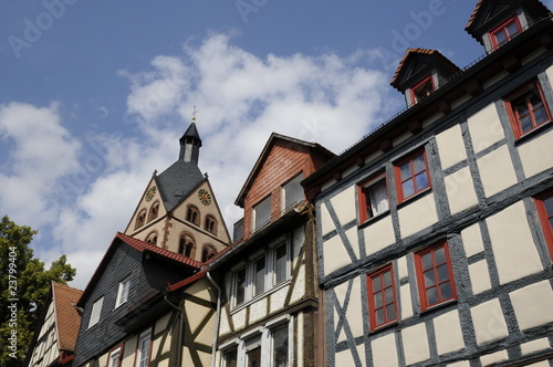 Fachwerkhäuser und Marienkirche in Gelnhausen