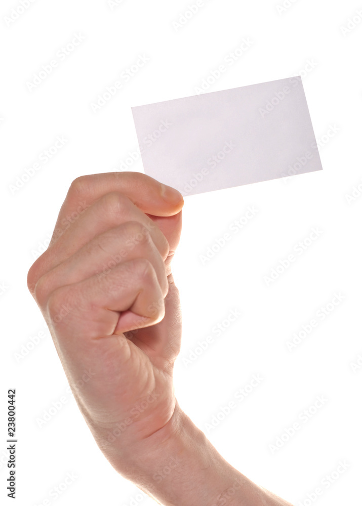 business man hand with a blank visit card business man hand with a blank visit card