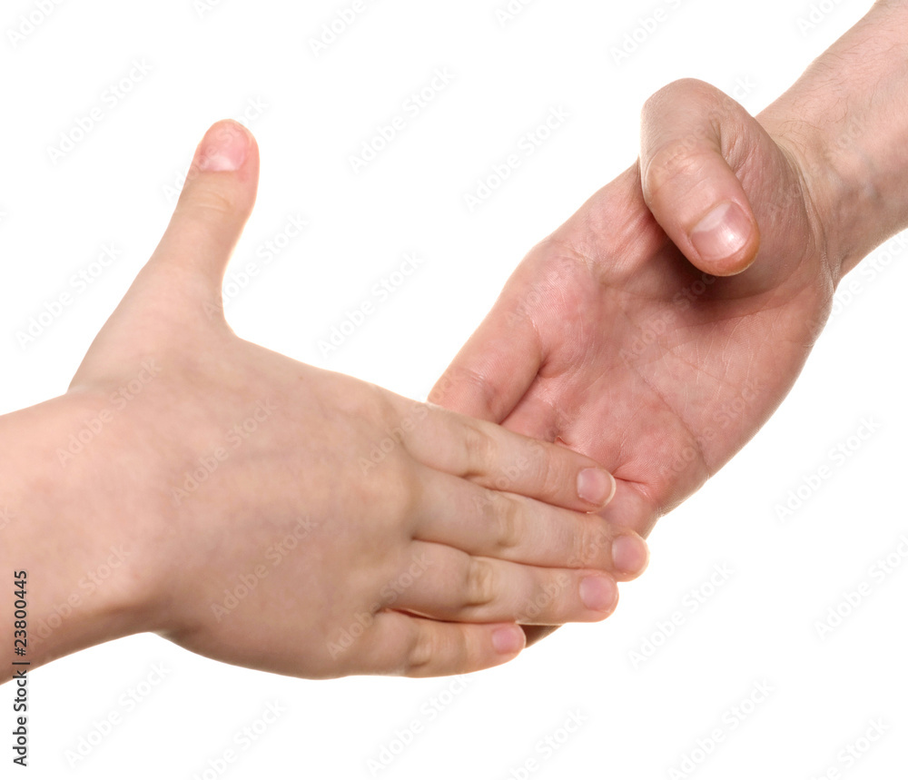 handshake. Men and woman hands isolated over white handshake. Men and woman hands isolated over white