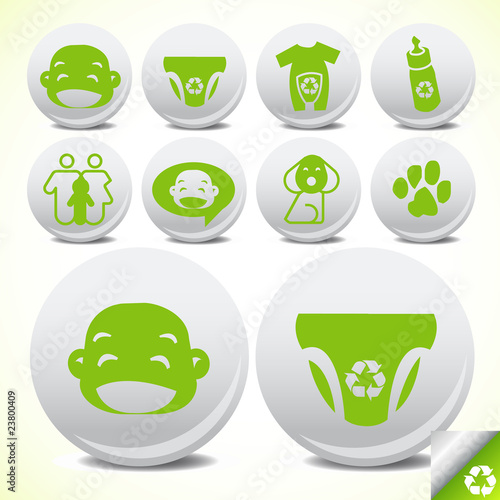 Green eco Baby friendly Icon set vector