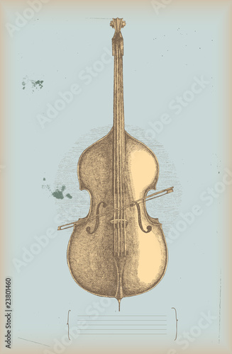 Double bass drawing - music instrument
