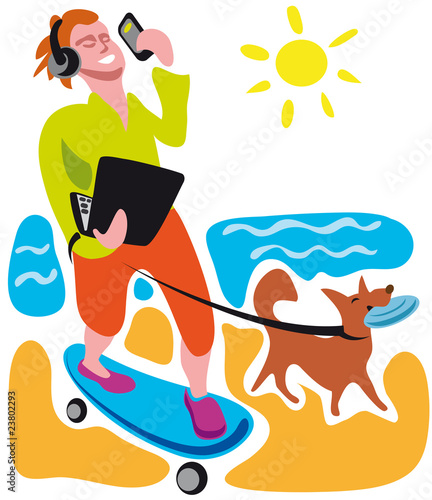 skateboarder and dog