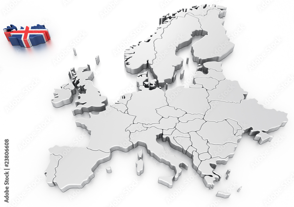 Obraz premium Iceland on a Euro map