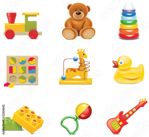 Vector toy icons. Baby toys