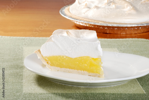 lemon meringue pie on green placemat