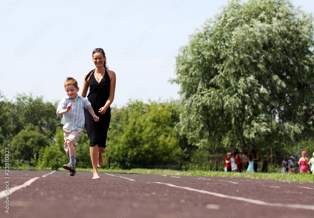 Happy mother and her little son outdoors session Happy mother and her little son outdoors session